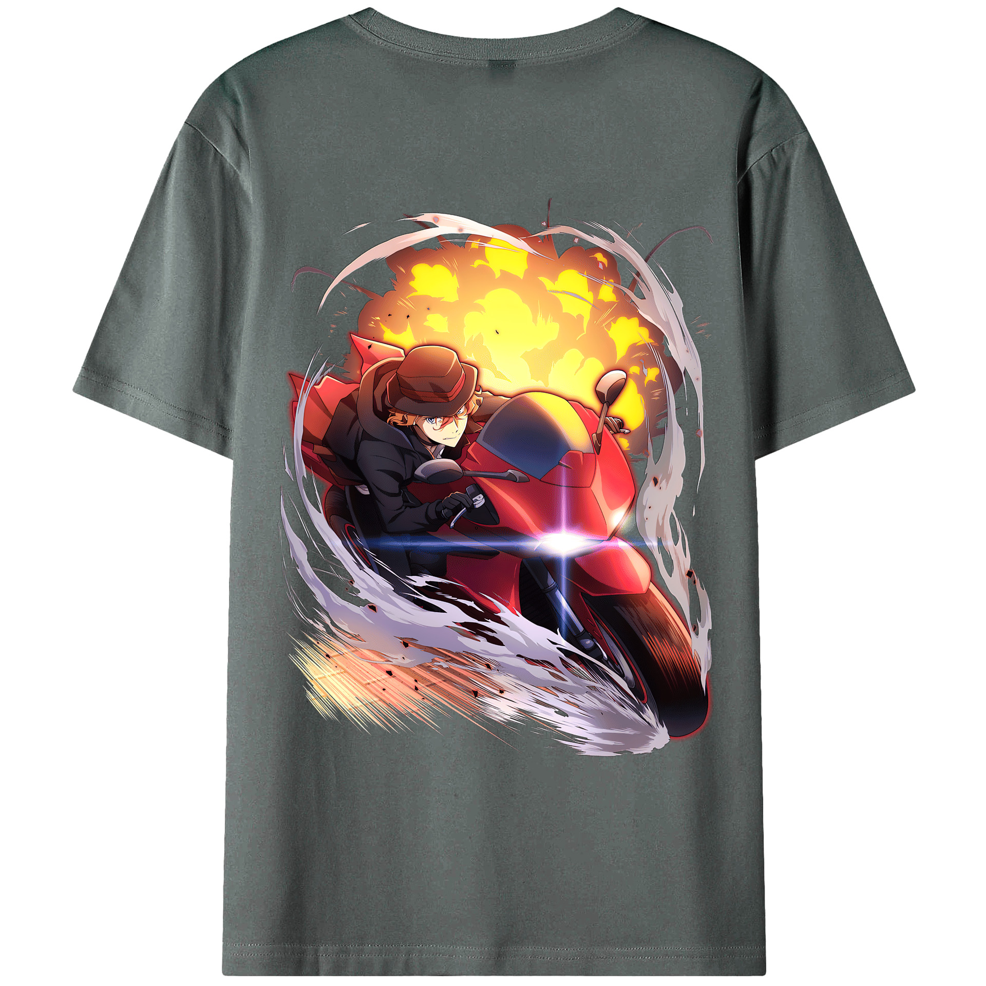 （画像用） 文豪ストレイドッグス Bungo Stray Dogs 綿100％ メンズ半袖Tシャツ（バックプリント） 通気性